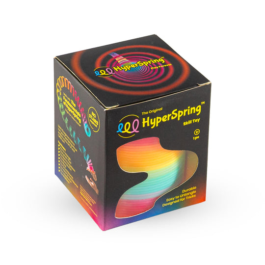 Original HyperSpring Opaque Rainbow coil spring toy shown in box on white background