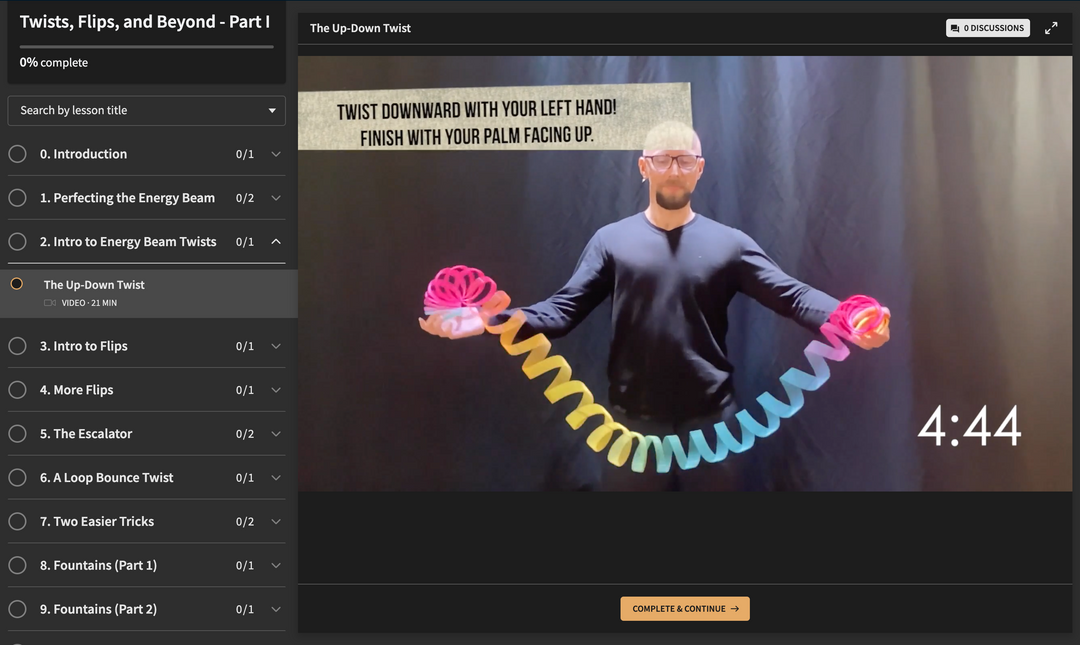 A preview screenshot from the lesson on the Up-Down Twist.
